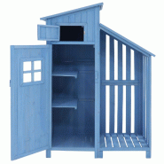 Merax armoire de jardin, 124x46x174cm, bleu - bleu Bois massif WF299838AAB