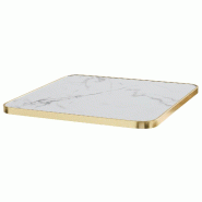 Oviala Plateau de table carré marbre blanc cerclage doré 60cm - blanc aluminium 113340