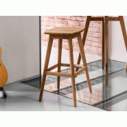 Tabouret haut Willy avec pied bois massif équipé d'un repose-pieds et assise tapissée en option Tabouret haut Willy avec pied bois massif équipé d'un repose-pieds et assise tapissée en option