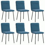 VidaXL Chaises à manger lot de 6 bleu velours Modèle Yelmora - 3315589