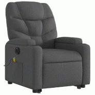 VidaXL Fauteuil inclinable de massage électrique Gris foncé Tissu Modèle Solvane - 3204633