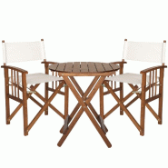ZIK Ensemble de chaises de réalisateur avec table de jardin pliable : fauteuil en bois avec accoudoirs et table d'extérieur repliables, polyester -