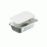 100 barquettes en aluminium operculables 670 ml - 204 x 114 x 50 mm avec couvercle carton blanc - D-Work - 3664100210560 100 barquettes en aluminium operculables 670 ml - 204 x 114 x 50 mm avec couvercle carton blanc - D-Work - 3664100210560