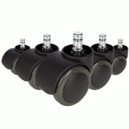 5x roulettes ROLO FREE sans frein pour sols durs 11mm / 50mm hjh OFFICE - noir multi-matériau 619029