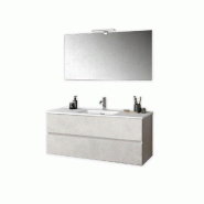 AQA Design Composition de la salle de bain en mélamine ORIZON pierre blanche L.121 P.46,5 H.190 MPOR39-BCOP - blanc Bois manufacturé MPOR39-BCOP