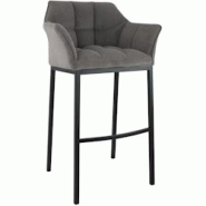 CLP Tabouret de bar Damaso Cord avec piètement à quatre pieds Taupe/Noir - gris métal 326350 CLP Tabouret de bar Damaso Cord avec piètement à quatre pieds Taupe/Noir - gris métal 326350