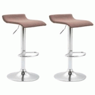 Décoshop26 - 2 x tabourets de bar avec repose-pieds design simple assise en tissu marron pied trompette en métal chromé 10_0004138 - marron 3000251 Décoshop26 - 2 x tabourets de bar avec repose-pieds design simple assise en tissu marron pied trompette en métal chromé 10_0004138 - marron 3000251
