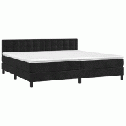 Décoshop26 - Cadre de lit LED avec sommier tête de lit matelas 200x200 cm tissu velours noir TDL0209147 - noir 3001676747760