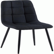 Décoshop26 - Chaise de salle à manger x1 coutures forme carrées en tissu noir pieds en métal noir 10_0001971 - noir métal 3000250773218