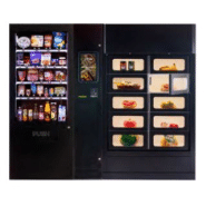 Distributeur automatique connecté de sushi pour la vente de barquettes et de plateaux de sushis 24/7 avec option click & collect