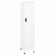 Helloshop26 - Armoire à casiers moderne design pour bureau 38 x 45 x 180 cm avec porte verrouillable ambiance épurée en acier blanc 02_0046990 - bl