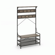 Helloshop26 - Porte-manteau 4 en 1 avec banc à chaussures 102 x 40 x 184 cm grande capacité de rangement design élégant en métal 20_0017552 - mé