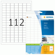 HERMA 2800 étiquettes blanches Premium, format 25,4 x 16,9 mm (25 feuilles A4 / cdt) - blanc 4334