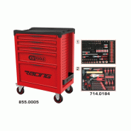 KS TOOLS - 855.5184 - Servante d'atelier complète Racing 5 tiroirs équipée de 184 Outils - Caisse à Outils complète - 4042146825730