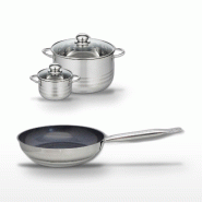 Lot Poêle 28cm et 2 Faitouts 12/24cm Elo Profi Therm Platinum - gris inox 3176239989151