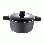 San Ignacio - Cocotte en fonte d'aluminium 20 x 10 cm, compatible induction, avec couvercle, collection Bistro - noir aluminium Q3712