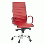 Siège de bureau / Fauteuil de direction PARMA 20, cuir rouge, chromé hjh OFFICE - rouge cuir 660530