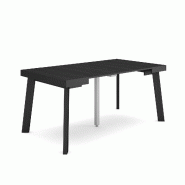 SKRAUT HOME Table console extensible, 160, Pour 8 personnes, Pieds en bois, Noir - noir Bois manufacturé 217_49