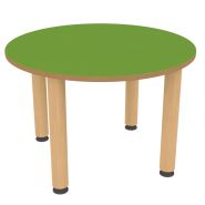 Table dinette - Plateau MDF mélaminé 600mm - Piètement hêtre massif - 12 décors au choix - Réf. JI.TD_1