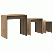 VidaXL Table basse 3 pcs Chêne artisanal Bois d'ingénierie Modèle Helios Vision Plus - 8721288900197