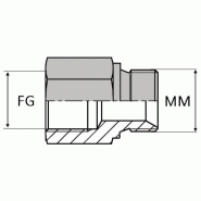 Adaptateur droit femelle gaz cylindrique x mâle DIN bague BS prolongé - FG1/8 / MDCT08X100 prolongé - 8.56mm - 8X100