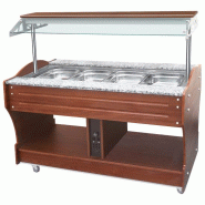 Buffet bain-marie central inox avec 4 bacs gn 1/1 h150 mm températu... - PIEA0002/I