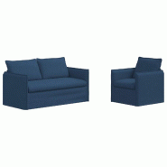 Canapé 2 pcs Bleu 196 x 82 x 85 cm tissu Modèle Apex Panorama Marine - Matériau naturel 8721364374607