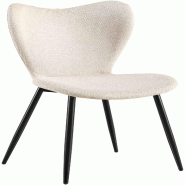 Décoshop26 - Chaise de salle à manger x1 dossier forme arrondie en papillon en tissu cème cadre à quatre pieds en métal noir 10_0007415 - noir mà Décoshop26 - Chaise de salle à manger x1 dossier forme arrondie en papillon en tissu cème cadre à quatre pieds en métal noir 10_0007415 - noir mÃ
