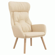 Décoshop26 - Fauteuil lounge chaise de canapé design moderne en tissu crème DEC026658 - beige 3000255939930