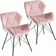 Décoshop26 - Lot de 2 chaises de salle à manger en tissu velours rose couture triangle pieds en métal design Eiffel CDS09337 - 3000468269602 Décoshop26 - Lot de 2 chaises de salle à manger en tissu velours rose couture triangle pieds en métal design Eiffel CDS09337 - 3000468269602