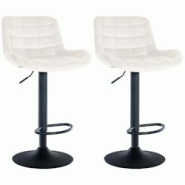 Décoshop26 - Lot de 2 tabourets de bar structure métallique noir assise en velours crème avec surpiqûres 10_0004444 - noir 3000252105581 Décoshop26 - Lot de 2 tabourets de bar structure métallique noir assise en velours crème avec surpiqûres 10_0004444 - noir 3000252105581