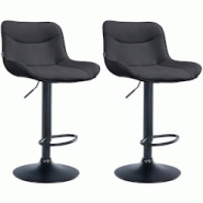 Décoshop26 - Lot de 2 tabourets de bar x1 avec coutures décoratives en PVC noir pied en trompette métal noir 10_0004453 - noir 3000252111551 Décoshop26 - Lot de 2 tabourets de bar x1 avec coutures décoratives en PVC noir pied en trompette métal noir 10_0004453 - noir 3000252111551