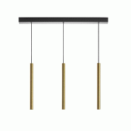 Gea Luce Thalassia S/3P Suspension Linéaire - 3 Lumières 3X7W 3000K 1194Lm Faisceau 18° Finition Or Avec Rosace Noire - Gealuce - Aluminium De Qual