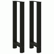 Helloshop26 - Lot de 2 pieds de table de bar modernes 40 x 100 cm avec niveleurs ajustables en acier noir 02_0057576 - noir acier 3000240116056