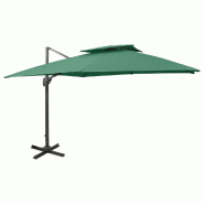 Helloshop26 - Parasol d'extérieur déporté à double toit 300 x 300 cm vert 02_0008563 - vert aluminium 3000456947765