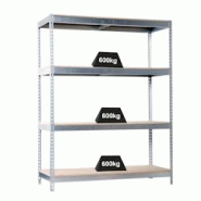 PROREGAL Étagère pour charges lourdes WOOD BEAST FOUR | HxLxP 200x180x90cm | 4 niveaux | Charge du compartiment 600kg | Galvanisé - gris métal PR_ PROREGAL Étagère pour charges lourdes WOOD BEAST FOUR | HxLxP 200x180x90cm | 4 niveaux | Charge du compartiment 600kg | Galvanisé - gris métal PR_