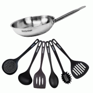 Set de 1 poêle 28 cm en inox et 6 ustensiles Fackelmann Eterna - acier 3176239943726