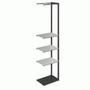 Suite structure Cage noir base métal 58x40x240cm 3 tablettes gris alu