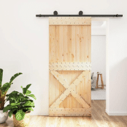 Vidaxl porte coulissante et kit de quincaillerie 90x210 cm pin massif 3203057 Vidaxl porte coulissante et kit de quincaillerie 90x210 cm pin massif 3203057