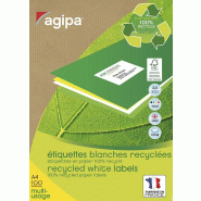 1000 étiquettes papier recyclé, format 99,1 x 57 mm (100 feuilles A4 / cdt) - 3270241027914
