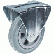 Roulette de 160mm 6" à bandage caoutchouc gris, fixe et robuste, capacité de 135kg Roulette de 160mm 6" à bandage caoutchouc gris, fixe et robuste, capacité de 135kg