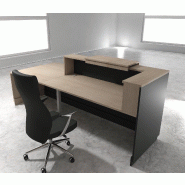 Bureau d'accueil ergonomique et Design Delta - 242, Droite, Noir, Non, Acacia clair_1