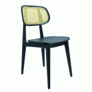 Chaise d'intérieur Alizay en bois finition noire, dossier cannage naturel -par 2