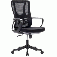 Chaise de bureau ergonomique pivotante, fauteuil avec accoudoirs et soutien lombaire, oscillant et réglable, en tissu noir - noir multi-matériau 805 Chaise de bureau ergonomique pivotante, fauteuil avec accoudoirs et soutien lombaire, oscillant et réglable, en tissu noir - noir multi-matériau 805
