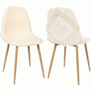 Chaise pieds imitation bois assise en tissu Faro (Lot de 2) The Home Deco Factory - beige 3664944435969 Chaise pieds imitation bois assise en tissu Faro (Lot de 2) The Home Deco Factory - beige 3664944435969