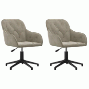 Chaises pivotantes à manger lot de 2 Gris clair Velours Modèle Vega ProDesk Horizon - 3103377