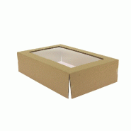 Cloche carton micro cannelure kraft avec fenêtre pour plateau 30x20x7cm -par 20