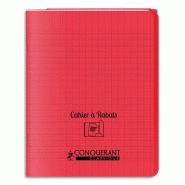 CONQUERANT Lot de 10 Cahier à Rabats PP piqué 17x22, 96p./48 feuilles 90g/m², Séyès, coloris rouge - 3020120123165