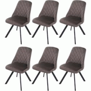 Décoshop26 - Ensemble de 6 chaises de salle à manger inclinable rembourrée en velours marron coutures décoratives pieds métallique CDS04678 - mar Décoshop26 - Ensemble de 6 chaises de salle à manger inclinable rembourrée en velours marron coutures décoratives pieds métallique CDS04678 - mar
