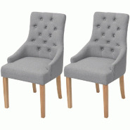 Décoshop26 - Lot de 2 chaises de salle à manger cuisine style moderne en tissu gris clair CDS020481 - gris 3001094299780